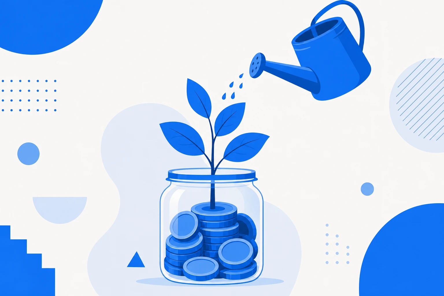 Illustration of bootstrapping: a company growing from its own revenue, with no outside funding.