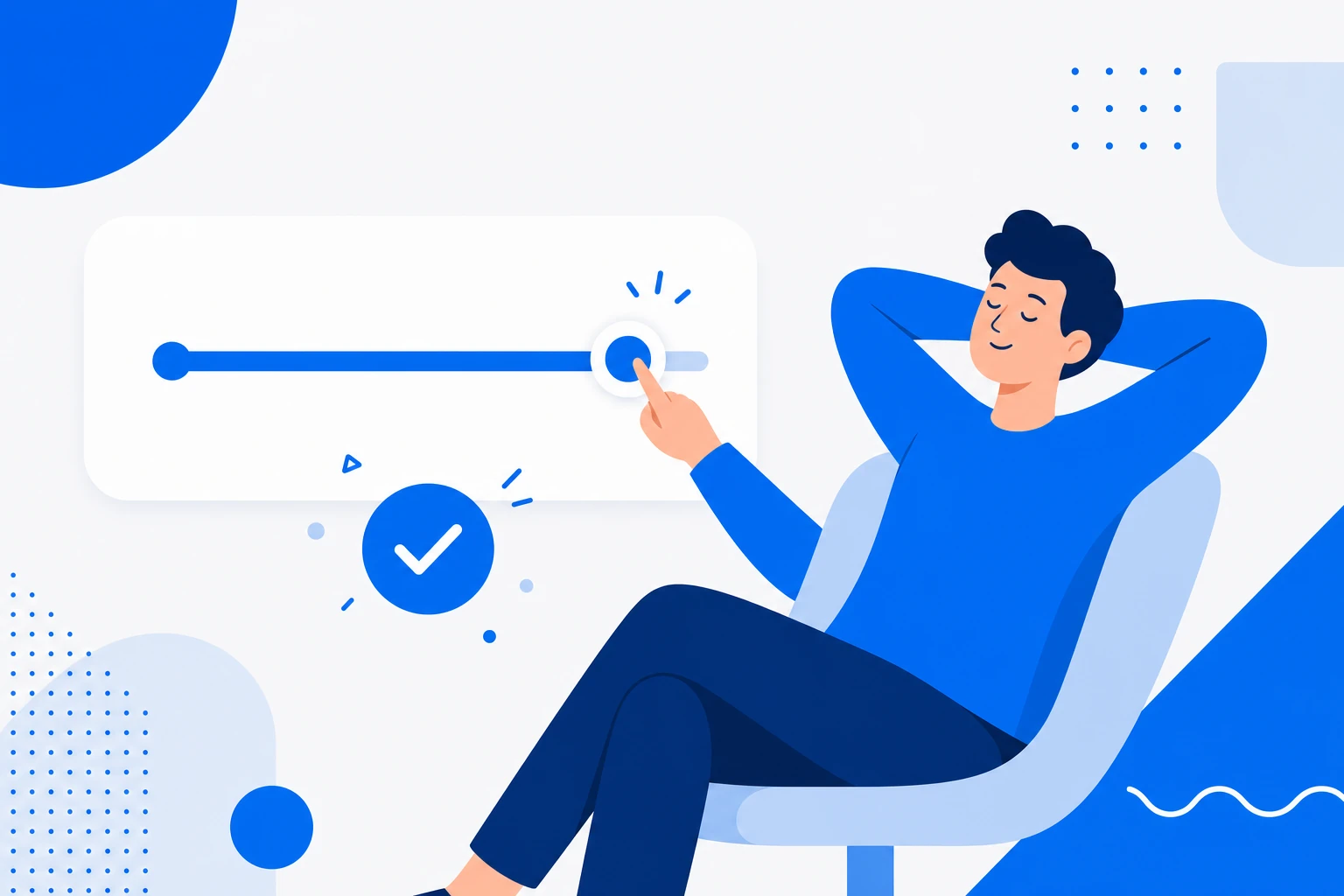 Ilustración del Customer Effort Score: un cliente evaluando qué tan fácil fue completar una tarea en una escala de esfuerzo.