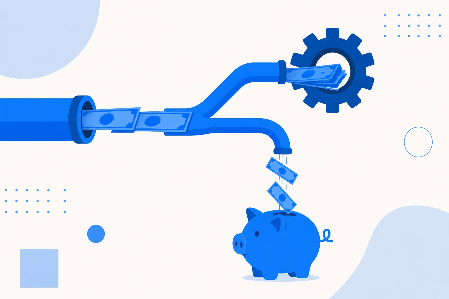 Illustration of free cash flow: operating cash flow minus capex leaving the money that remains.