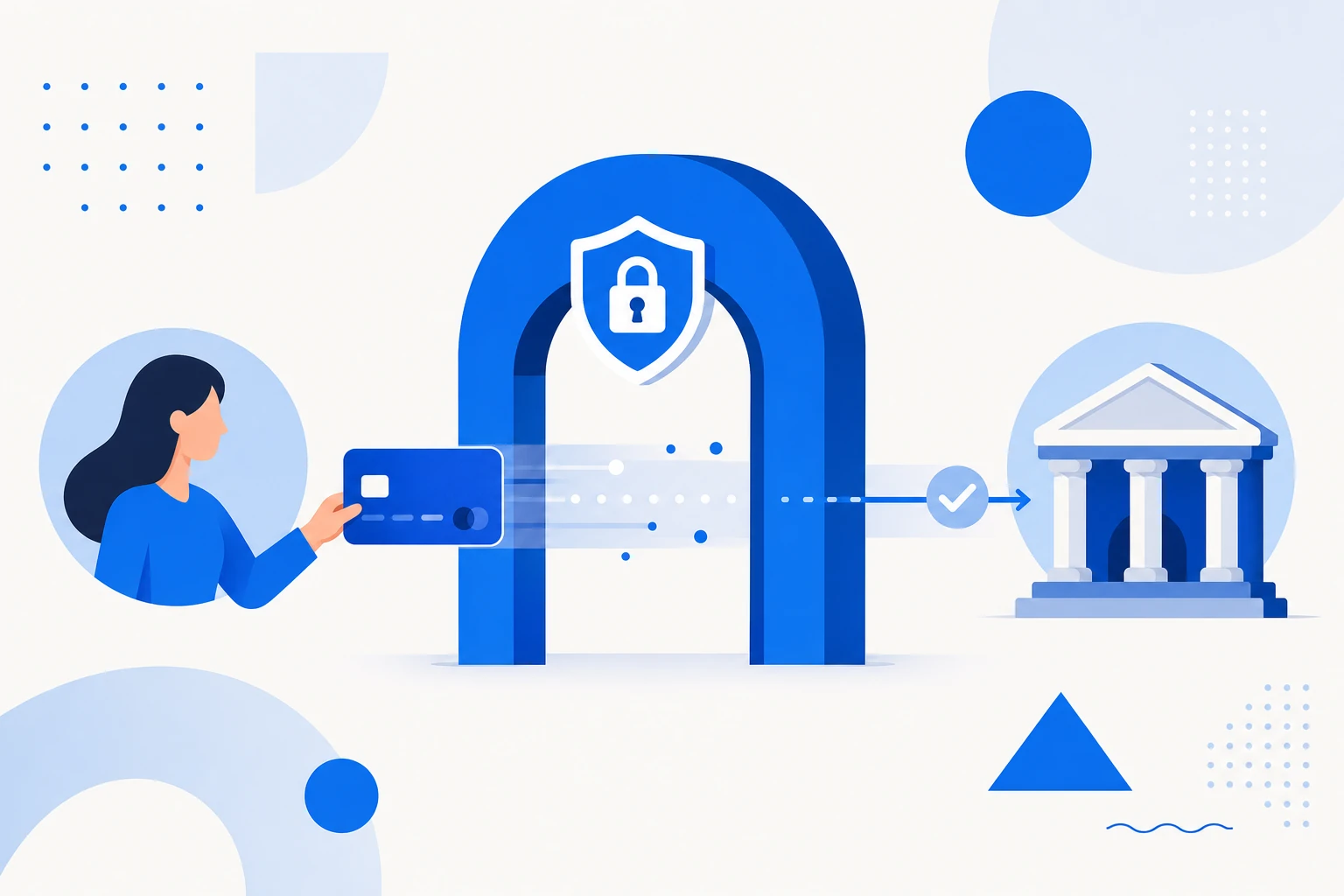 Illustration of a payment gateway: the bridge between the customer checkout and the bank, authorizing the charge.