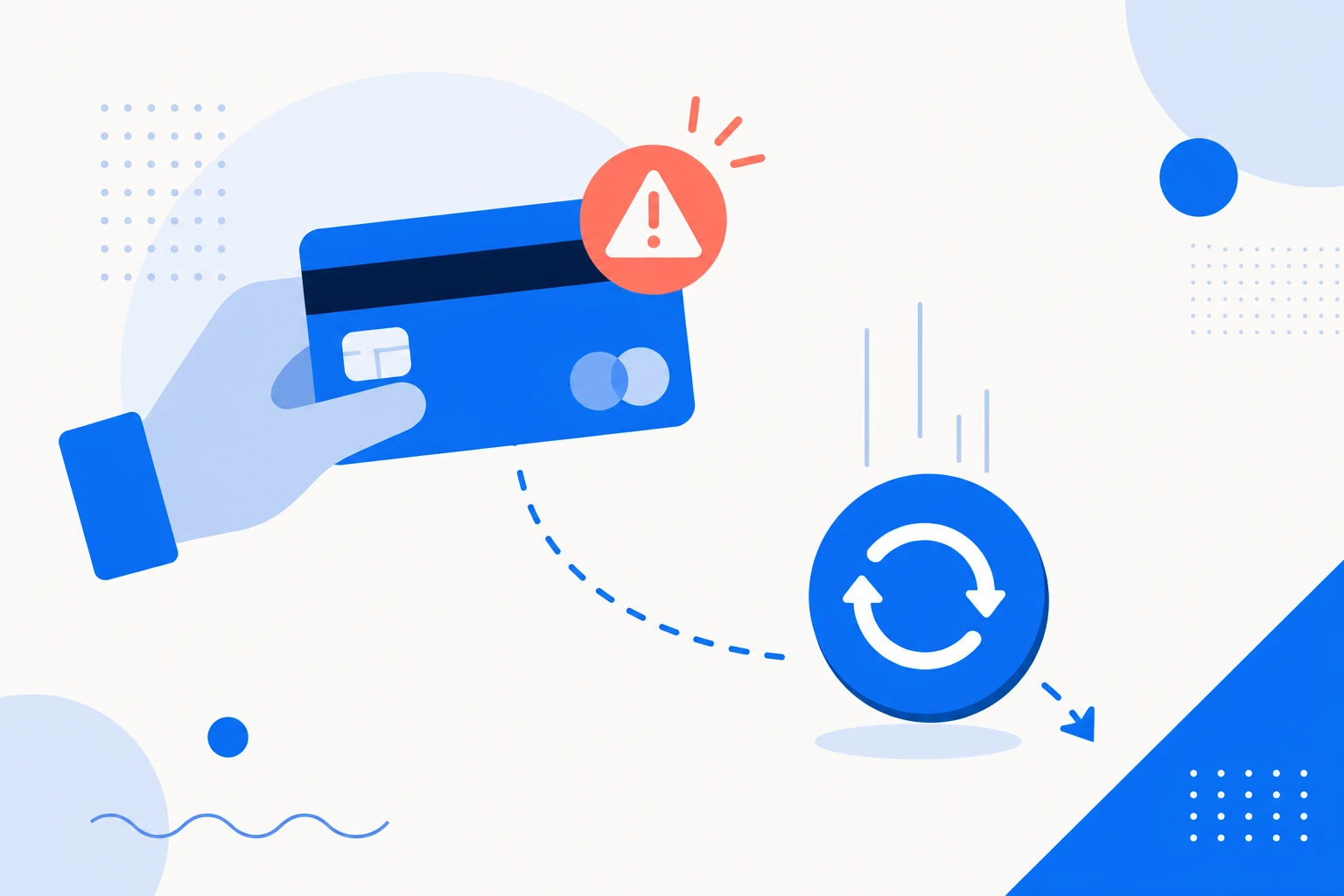 Illustration of involuntary churn: a declined credit card dropping a subscription without the customer deciding to leave.