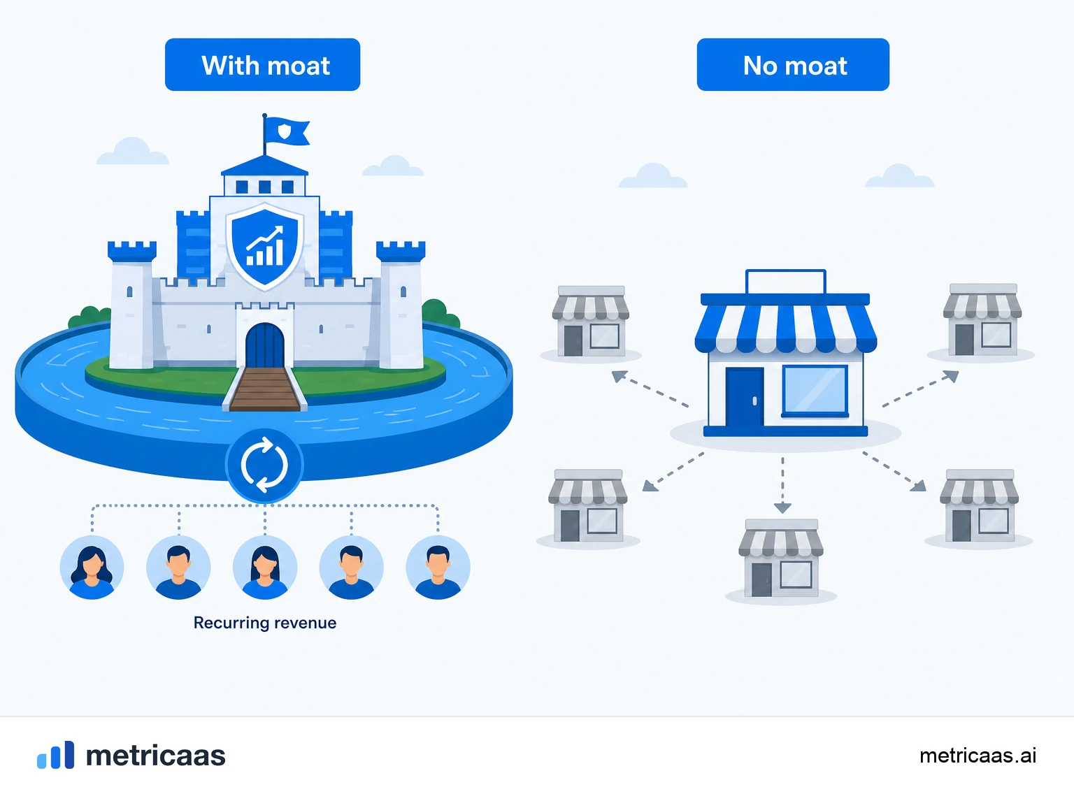 Illustration of a strong moat showing up in the metrics: high retention and NRR above 100%.