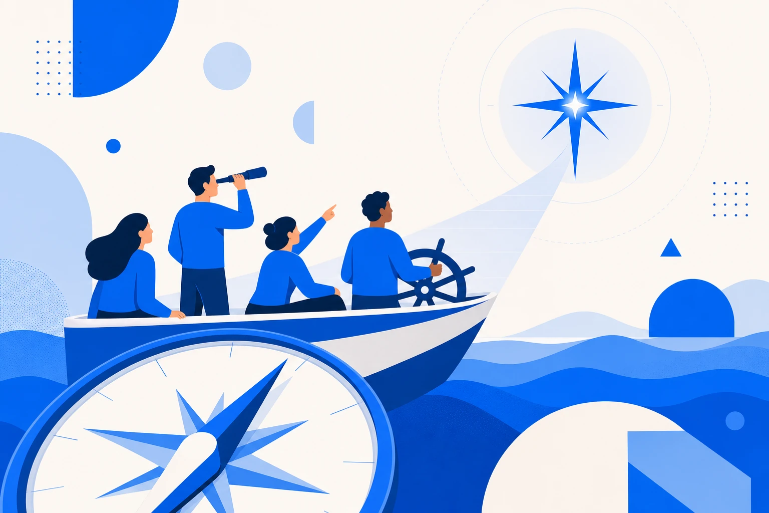 Illustration of the North Star Metric: a guiding star above a set of input metrics that feed it.