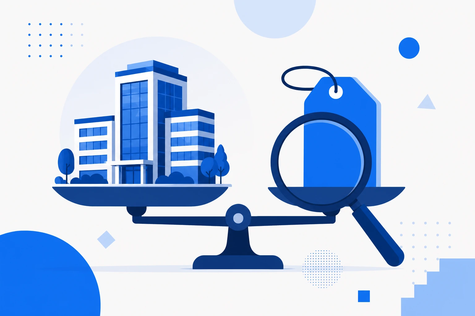 Ilustración de valuation: una balanza pesando el ARR de un SaaS para estimar cuánto vale la empresa.